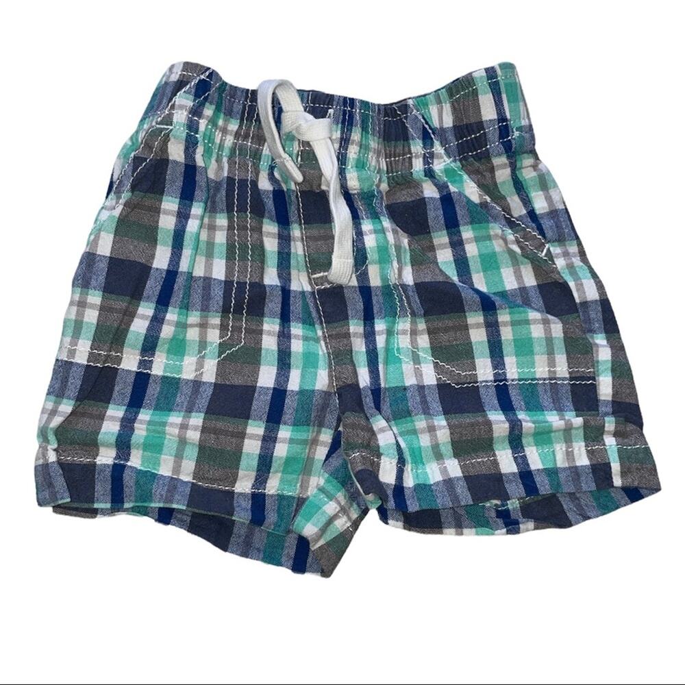 Jumping Beans Blue, Gray, Green & White Plaid Shorts